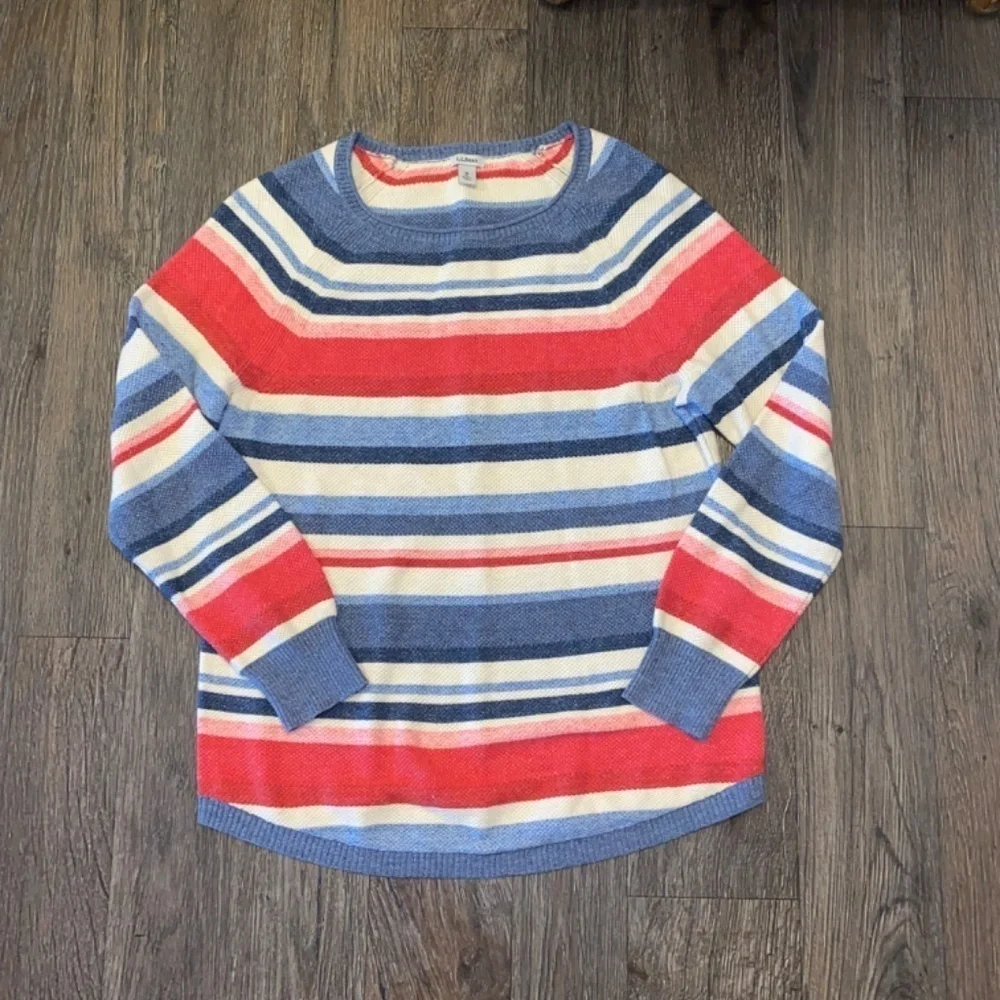 LL BEAN 💯 Cotton Striped Sweater Sz Medium - Picture 2 of 6